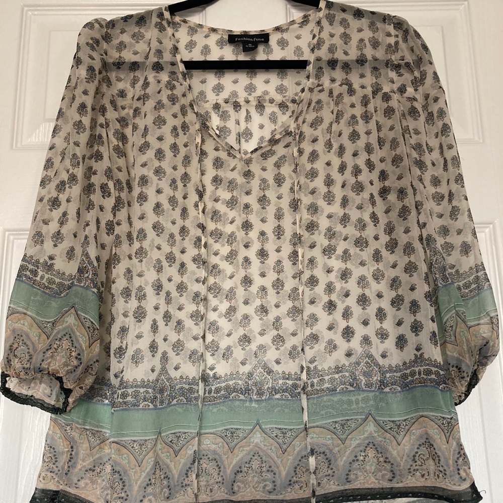Sheer Boho Peasant Top